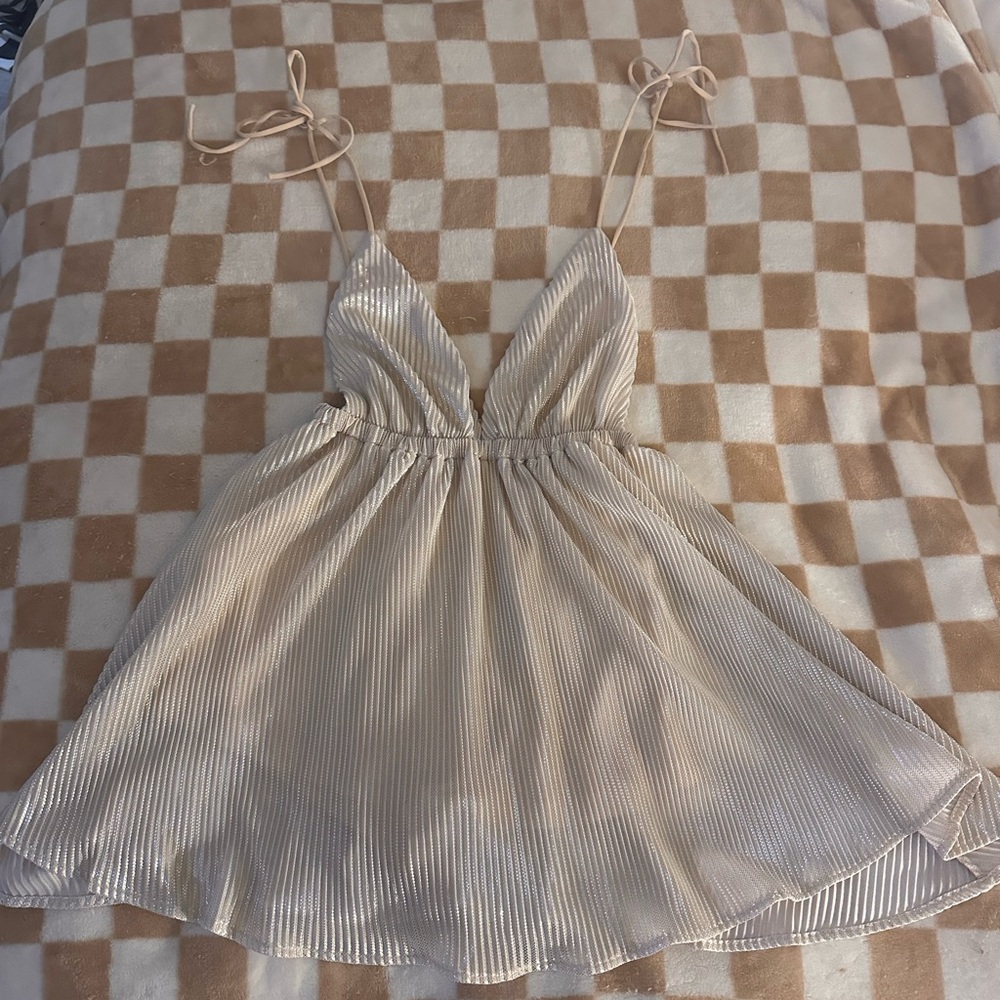 Lucy in the Sky Champagne Beige Mini Dress